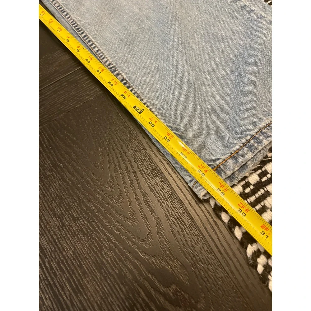 Levis 505 Regular Fit Straight Leg Distressed Jeans Light Wash Mens 36x29